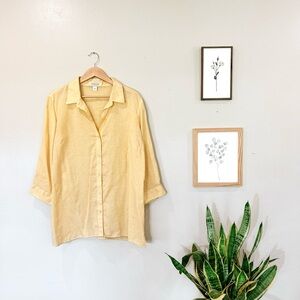 100% linen butter yellow Coldwater Creek button-up